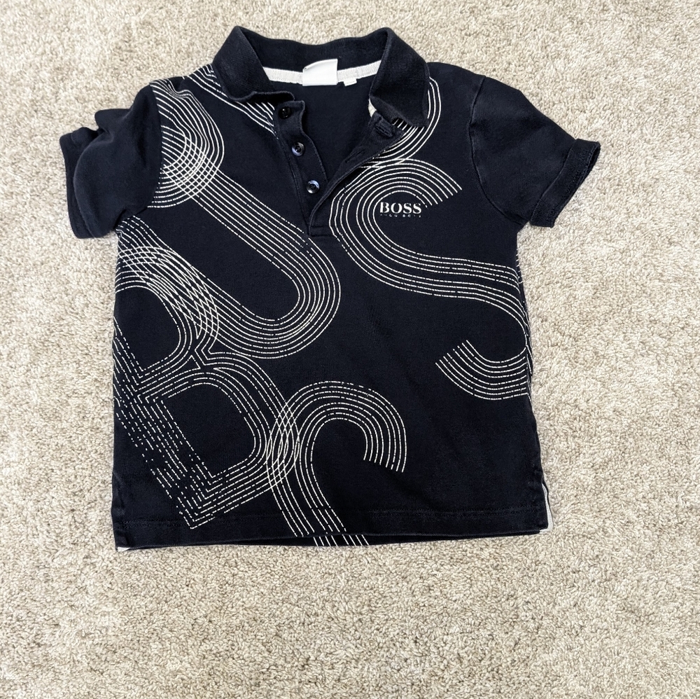 Boss Kids Navy Short Sleeve Polo with White Logo Boys 6